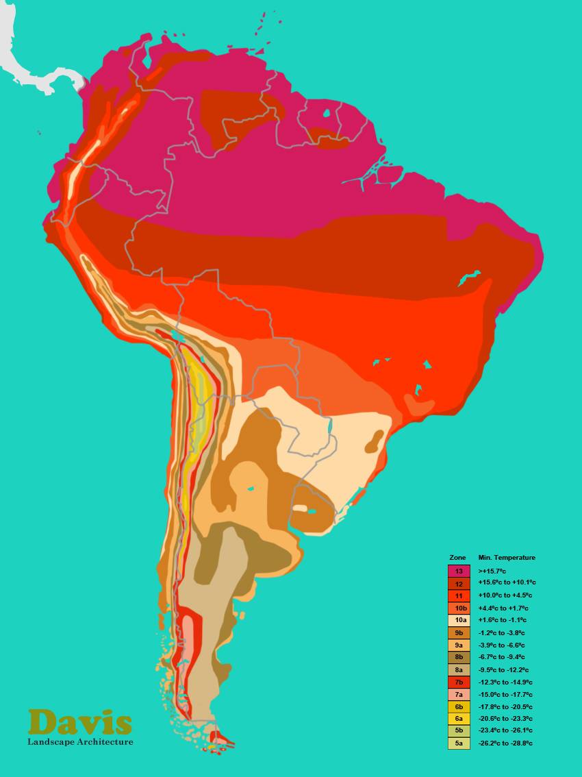 South America Hardiness Zone Map
